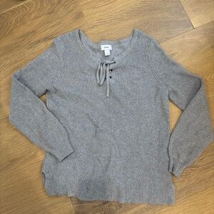 Old Navy Gray Knit Top with Tie Detail